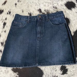 Zara black denim skirt with velvet side stripe